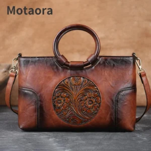2025 New High Quality Leather Women Handbag Retro Handmade Embossed Shoulder Bag For Women Large Capacity Female Messenger Bags
